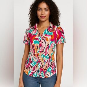 Colorful Patterned Women's blouse Sizes L and Small Available, NWOT